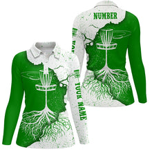Load image into Gallery viewer, Womens Disc Golf Polo Shirt White &amp; Green Custom Disc Golf Shirts For Women Disc Golf Gifts LDT0732