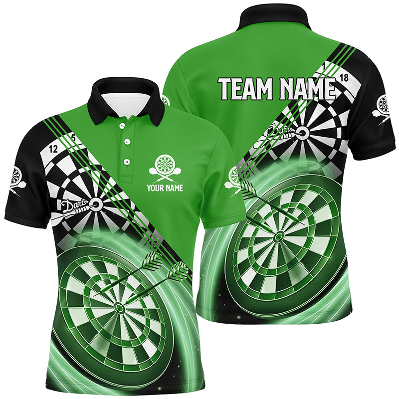 Personalized Black Green Mens Darts Polo Shirt Custom Darts Shirt For Men Dart Jerseys LDT1408