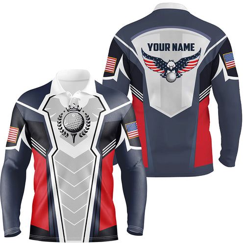 American Eagle Golf Polo Shirt Customized Us Flag Golf Shirts For Men, Patriotic Golf Gifts LDT0220