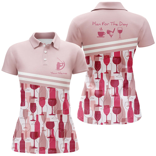 Golf Wine Seamless Pattern Plan For The Day Personalized Pink Shirts For Women, Golf Gifts LDT0236