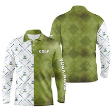 Load image into Gallery viewer, Customized Green And White Mens Golf Polo Shirt Golf Club Argyle Skull Golf Shirts For Men LDT0266