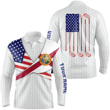 Load image into Gallery viewer, Florida Flag White Golf Pattern Mens Polo Shirt Patriotic Golf Shirts For Men Golf Gifts LDT0605