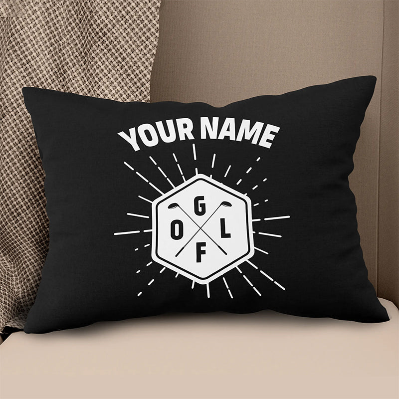 Golf Club Labels Black White Custom Throw Pillow Personalized Golf Gifts LDT1135