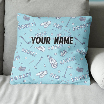 Blue Funny Golf Elements Custom Throw Pillow Personalized Golf Gifts LDT1142