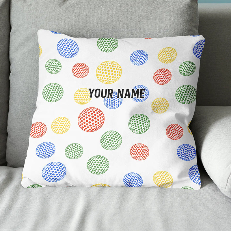 Colorful Golf Ball Custom Throw Pillow Personalized Cool Golf Gifts LDT1149