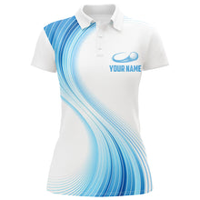 Load image into Gallery viewer, Blue White Womens Golf Polo Shirts Custom Name Golf Shirts For Women Personalized Golf Gifts LDT1317