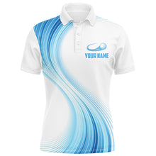 Load image into Gallery viewer, Blue White Gradient Mens Golf Polo Shirts Custom Name Golf Shirts For Men Personalized Golfing Gifts LDT1317