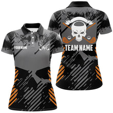 Load image into Gallery viewer, Grey Grunge Orange Skull Golf Polo Shirts Custom Golf Shirts For Women Scary Golf Gifts LDT0379