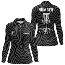 Load image into Gallery viewer, Personalized Black Grey Disc Golf Polos Custom Cool Disc Golf Shirts For Women Golf Outfit LDT0932