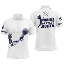 Load image into Gallery viewer, Navy And White Mens Golf Polo Shirts, Personalized Golf Shirts For Men, Cool Golf Gifts LDT0151