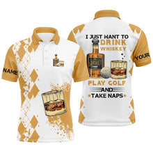 Load image into Gallery viewer, I Just Want To Drink Whiskey Golf Mens Polo Shirts Customized Yellow Argyle Golf Shirts For Men LDT0790