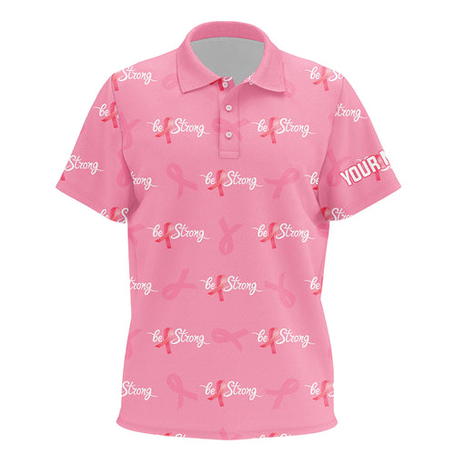 Be Strong Pink Ribbon Breast Cancer Awareness Kids Golf Polo Shirts Cute Golf Gifts For Kid LDT0502