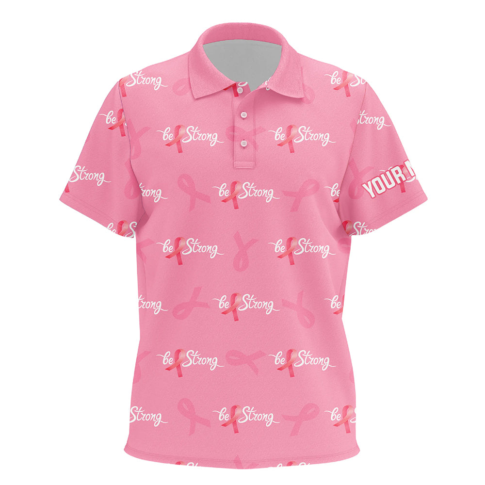 Be Strong Pink Ribbon Breast Cancer Awareness Kids Golf Polo Shirts Cute Golf Gifts For Kid LDT0502