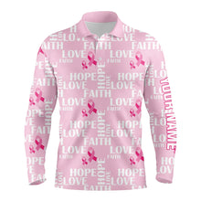 Load image into Gallery viewer, Pink Ribbon Faith Love Hope Breast Cancer Awareness Mens Golf Polo Shirts Golf Shirts For Men LDT0503