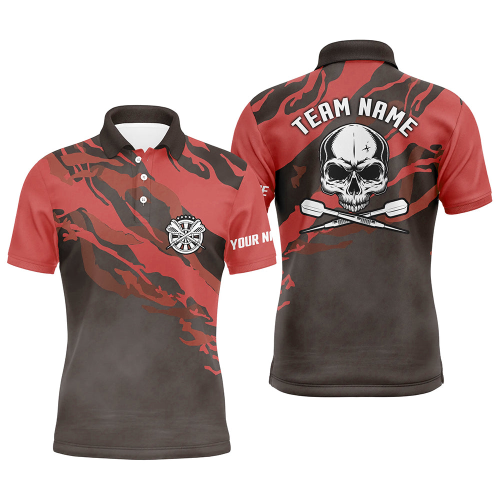 Personalized Red Skull Darts Mens Polo Shirt Custom Darts Shirt For Men Dart Jerseys LDT1068
