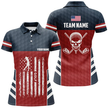 Load image into Gallery viewer, American Flag Golf Pattern Polo Shirt Custom Skull Patriotic Golf Shirts For Women Golf Gifts LDT0701