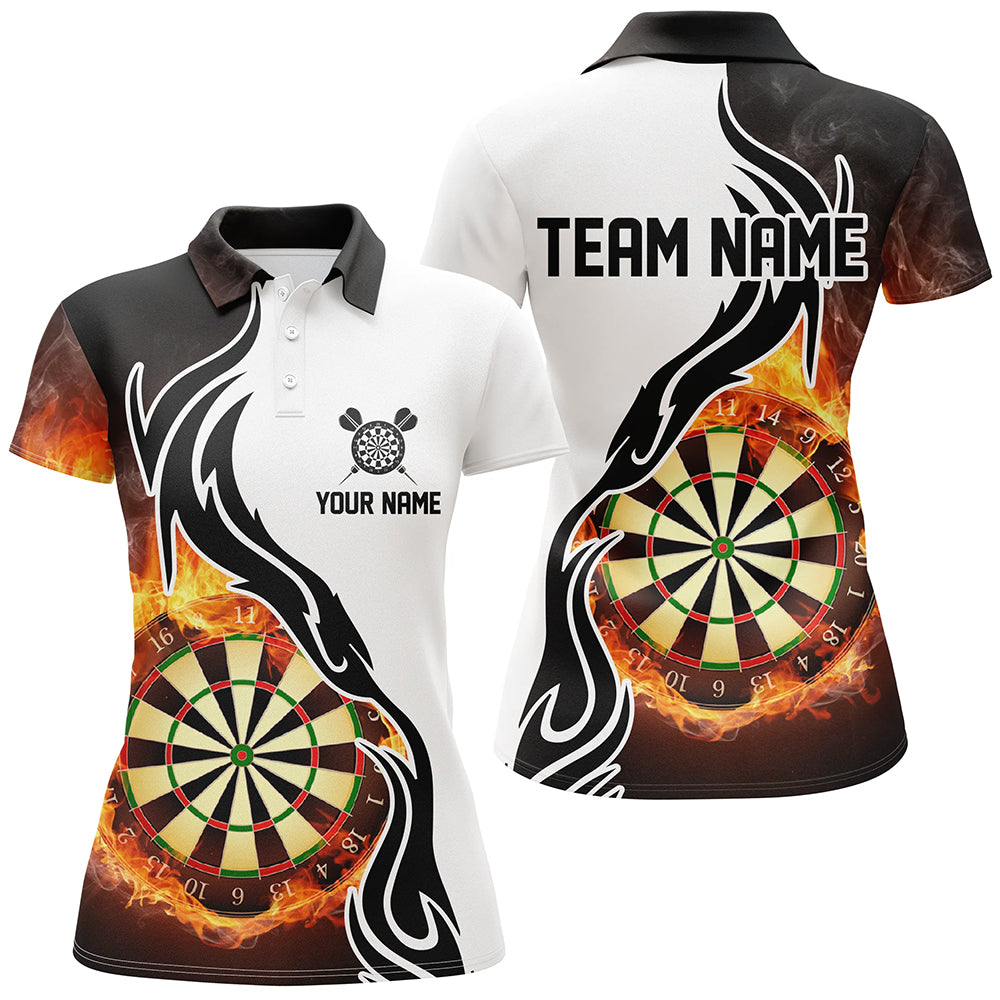 Fire Flame Dartboard Womens Dart Polo Shirts Custom Darts Shirt For Women Dart Jerseys LDT1364