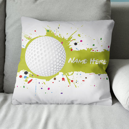 Green Splash Golf Ball Custom Throw Pillow Personalized Golfing Gifts LDT1201