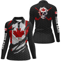 Load image into Gallery viewer, 3D Canadian Flag Patriotic Ripped Golf Polo Shirts Skull Golf Shirts For Women Golf Gifts LDT0492