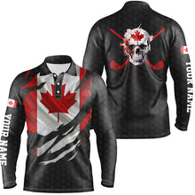 Load image into Gallery viewer, 3D Canadian Flag Patriotic Ripped Mens Golf Polo Shirts Skull Golf Shirts For Men Golf Gifts LDT0492
