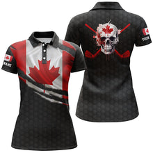 Load image into Gallery viewer, 3D Canada Flag Skull Womens Golf Polo Shirts Personalized Patriotic Golf Shirts For Women LDT0511