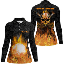 Load image into Gallery viewer, Fire Flame Golf Ball Polo Shirts Custom Orange Skull Golf Shirts For Women Best Golf Gifts LDT0906