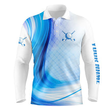 Load image into Gallery viewer, Blue Light Twinkle Mens Golf Polo Shirts Custom Name Golf Shirts For Men Golfing Gifts LDT1324