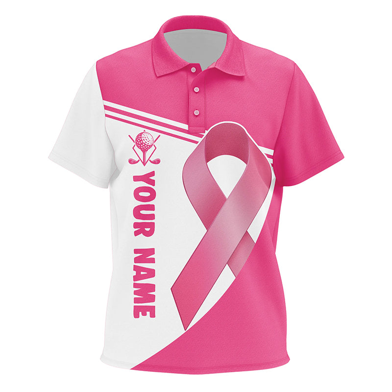Breast Cancer Pink Ribbon Kids Golf Polo Shirts Custom Name Golf Shirts For Kid Golfing Gifts LDT1351