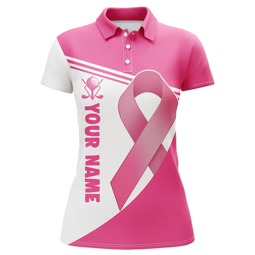 Breast Cancer Pink Ribbon Womens Golf Polo Shirts Custom Golf Shirts For Women Golfing Gifts LDT1351
