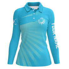 Load image into Gallery viewer, Personalized Blue Womens Golf Polo Shirts Custom Name Golf Shirts For Women Golfing Gifts LDT1353