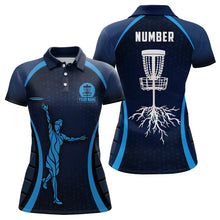 Load image into Gallery viewer, Navy Womens Golf Polo Shirts, Custom Cool Golf Shirts Disc Golf Shirts For Women, Golf Gifts LDT0058