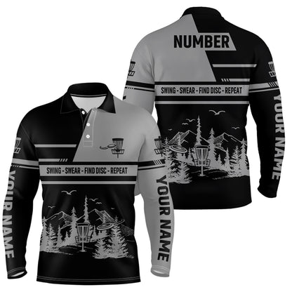 Mens Disc Golf Swing Swear Find Disc Repeat Custom Name And Number Disc Golf Shirts For Men LDT0288