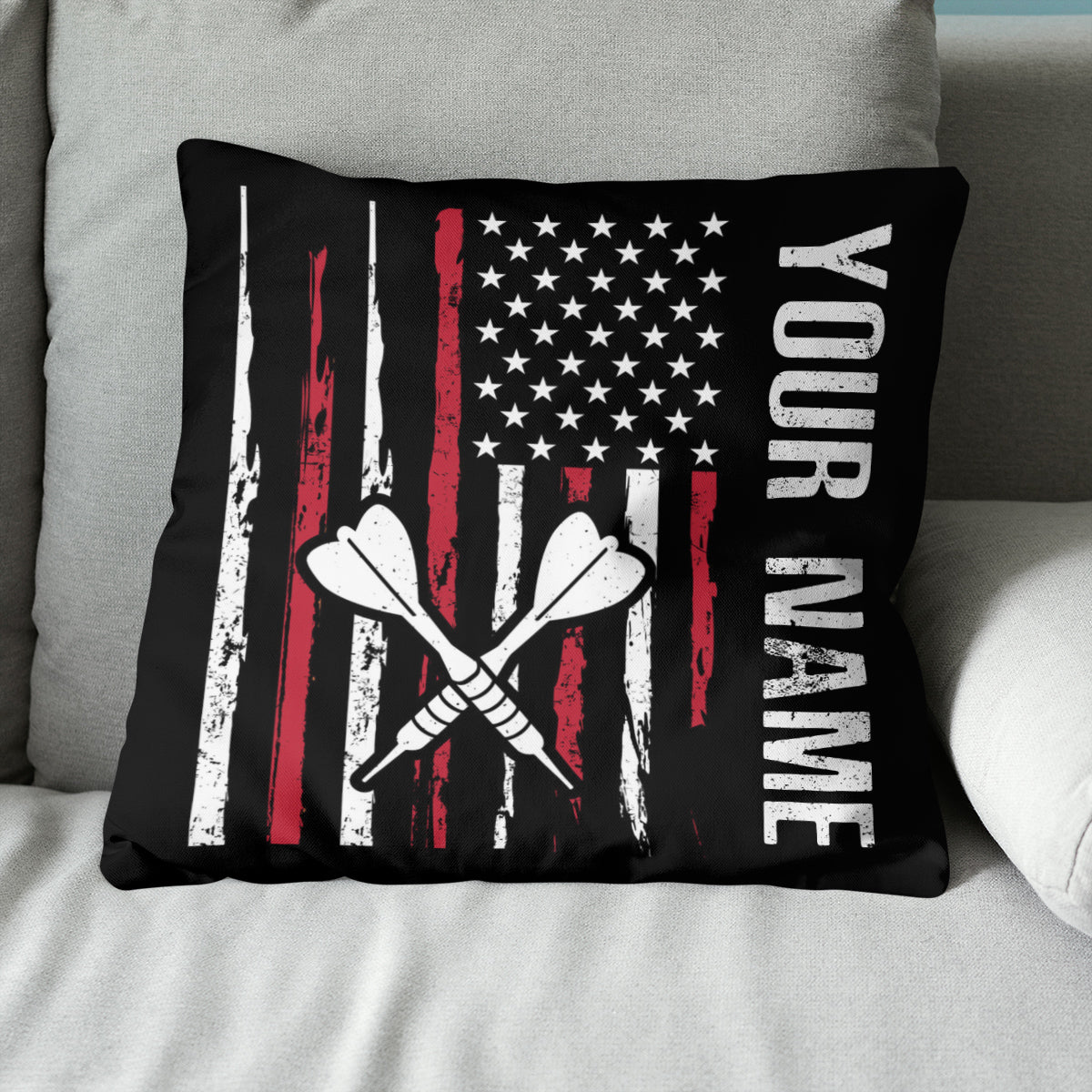 Retro American Flag Darts Pillow Custom Patriotic Darts Player Gifts LDT1102