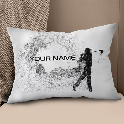 Silhouette Golf Player Custom Throw Pillow Personalized Golfing Gifts LDT1125