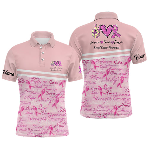 Breast Cancer Awareness Pink Mens Golf Polo Shirt Custom Golf Shirts For Men Best Golf Gifts LDT0389