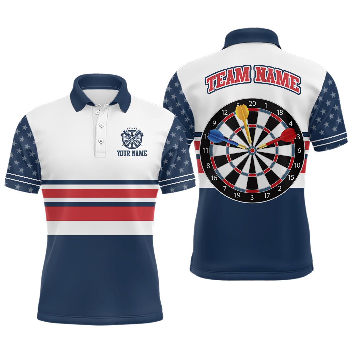 Personalized American Flag Dartboard Mens Polo Shirt Patriotic Darts Jersey For Men LDT0410