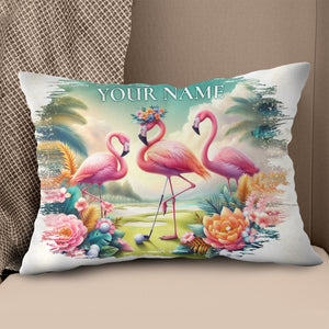 Golf Flamingo Tropical Custom Pillow Personalized Golf Gifts For Golfer LDT1171