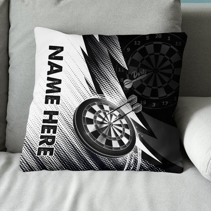 Black White Dartboard Custom Darts Throw Pillow Personalized Darts Gifts LDT1185