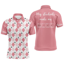 Load image into Gallery viewer, Science Pink Argyle Pattern, My Students Make Me Smile Men 3D Polo Shirt Golf Shirt For Men LDT0006