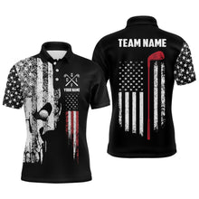 Load image into Gallery viewer, American Flag Skull Mens Golf Polo Shirts Custom Patriotic Scary Golf Shirts For Men Golf Gifts LDT1405