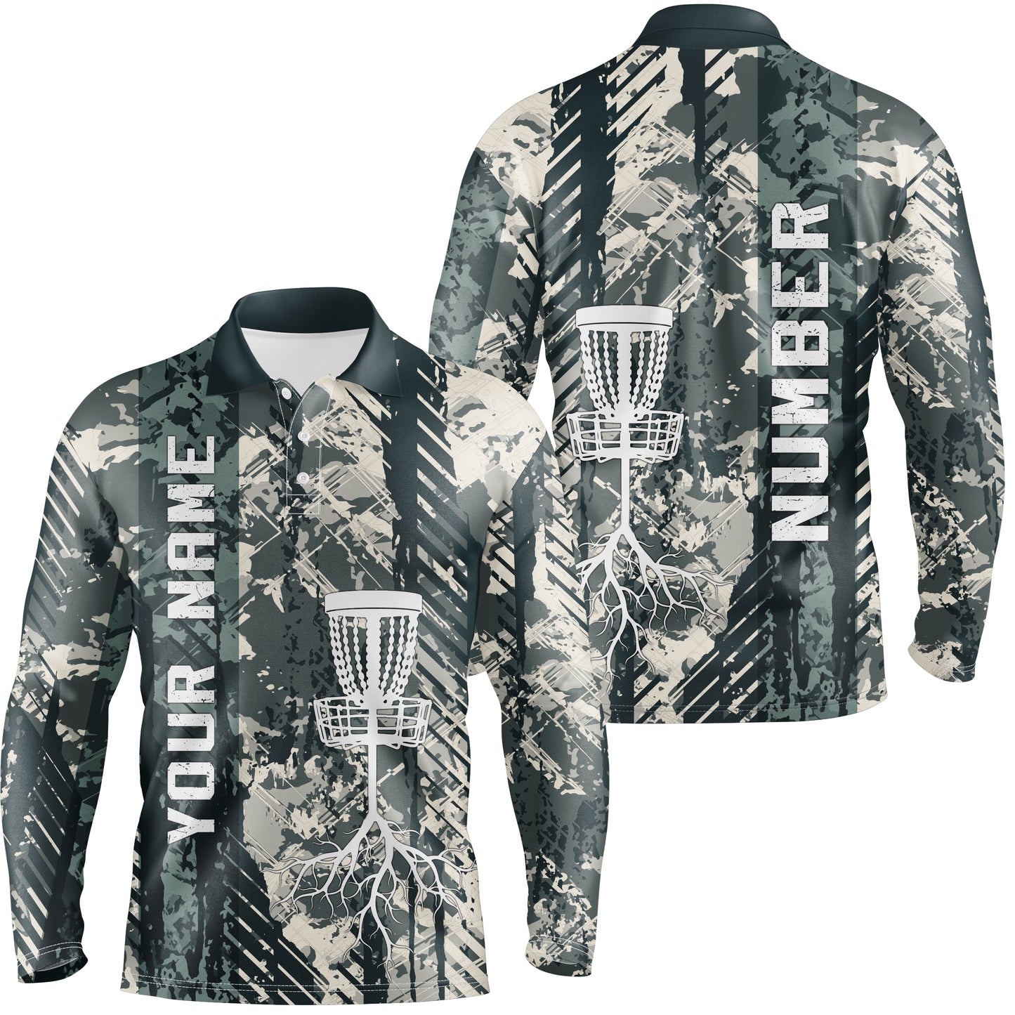 Personalized Wild Grunge Mens Disc Golf Polo Shirt Custom Disc Golf Shirts For Men Golf Gifts LDT0515