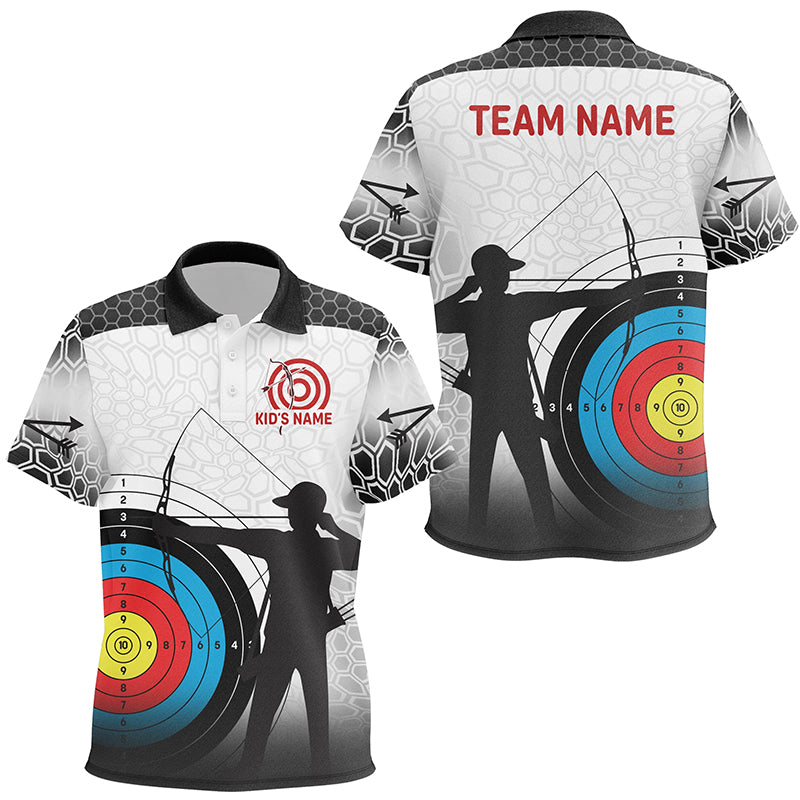 Personalized 3D Target Archery Silhouette Archer Polo Shirts For Kids, Custom Arrows Archery Shirts VHM0637