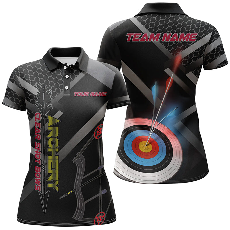 Personalized Clear Shot Bows 3D Target Archery Polo Shirts For Women, Custom Archery Team Shirts  VHM0659