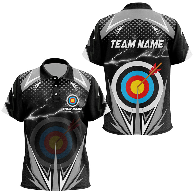 Personalized Thunder Lighting Target Archery 3D Polo Shirts For Kids, Custom Archery Team Jerseys VHM1021