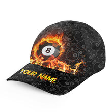 Load image into Gallery viewer, Personalized Flame 8 Ball Pool Billiards Hat For Pool Players, Billiard Hats Gifts For Pool Players VHM0802