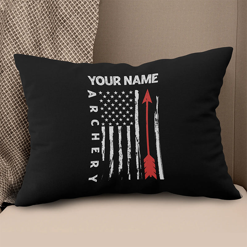 American Flag Archery Pillow Custom Name Pillow Gifts For Archery Lovers VHM0835