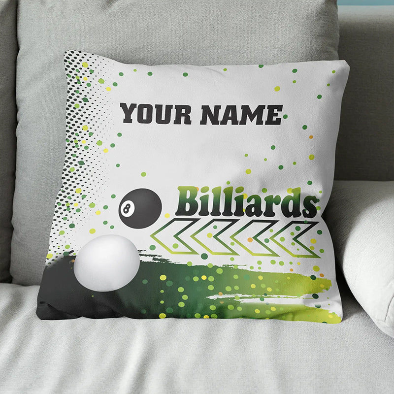 Personalized Green 8 Ball Billiard Pillow Custom Pool Cue Billiard Gifts VHM0851
