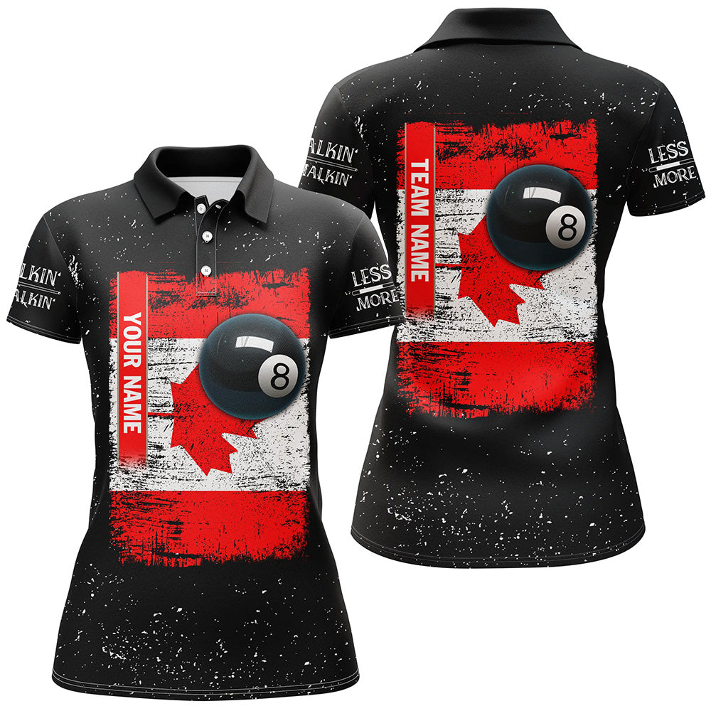 Personalized Canadian Flag Patriotic 8 Ball Pool Billiard Polo Shirts For Women, Billiard Jerseys VHM0646