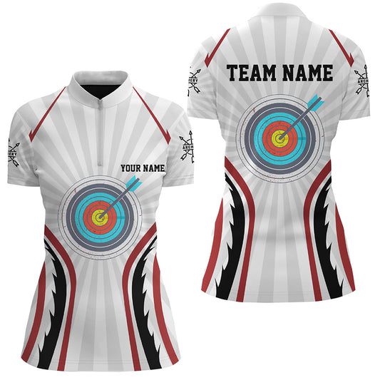 Personalized Retro Red Targets Archery Quarter-Zip Shirts For Women, Arrows Archery Team Jerseys  VHM0562