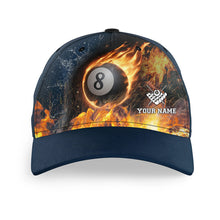 Load image into Gallery viewer, Personalized Fire And Water 3D 8 Ball Billiards Hat Cap For Pool Player, Custom 8 Ball Pool Hats VHM0761